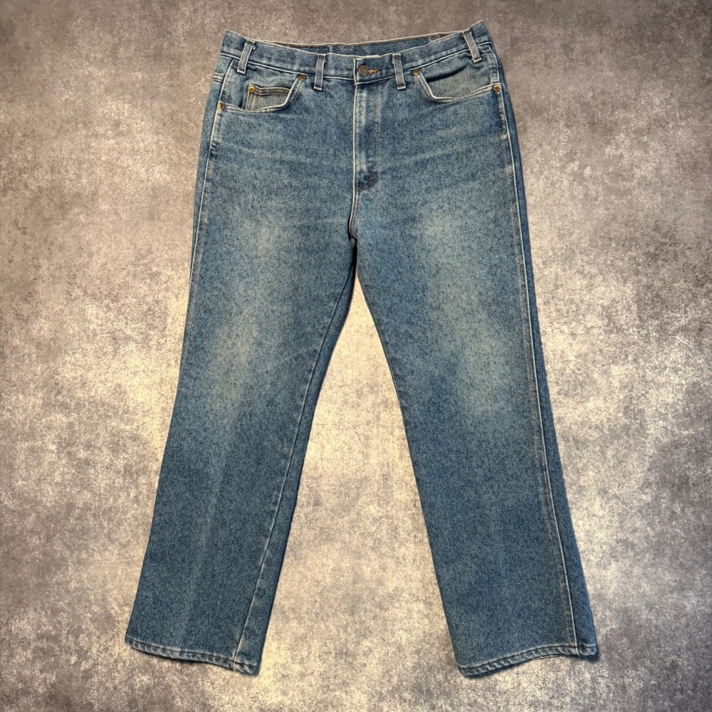 Vintage 70s Manhattan Jeans Mens Straight Leg Talon 42 Zip Crease USA Made 34x28